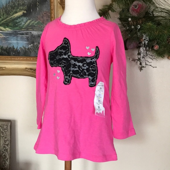 Jumping Beans Pink Long Sleeve Scottish Dog Blouse - Picture 1 of 6